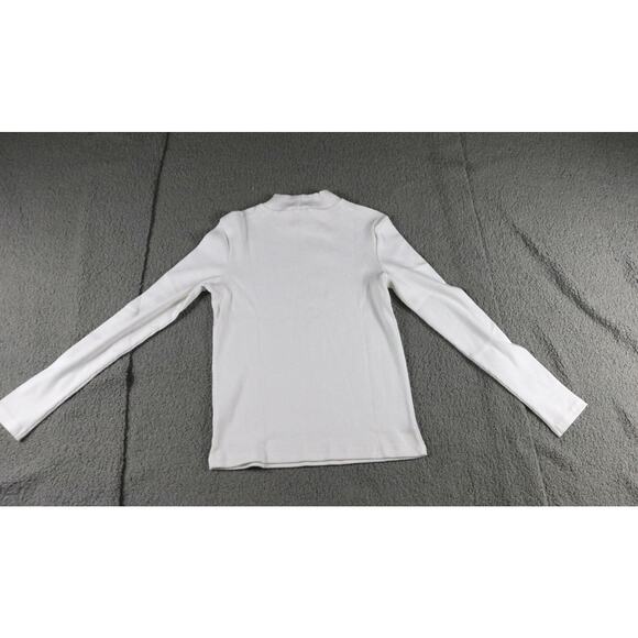 New Pact Organic Womens Large White Mock Neck Ribbed Top - Picture 2 of 5